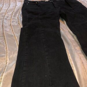 Forever 21 Premium Black Women's Jeans Size 16 Denim EUC Raw Hem seam details